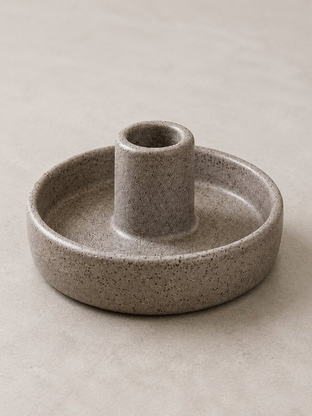 Smith & Hawken Gray Speckled Ceramic Candle Holder Modern Minimalist 5"